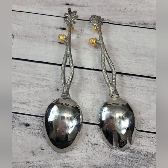 Acorn Branch Decorative Silver Serving Set - Picture 6 of 9